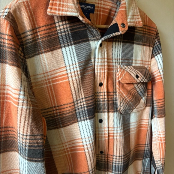 Arizona Jean Company Orange and White Casual Button Flannel - Picture 5 of 9